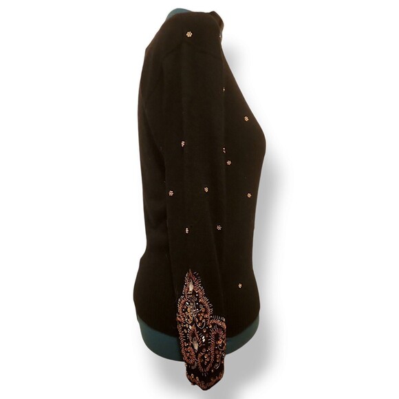 KAREN SCOTT Womens Silk Angora Rabbit Hair Lambswool Beaded Sweater Sz S Small - Picture 4 of 6